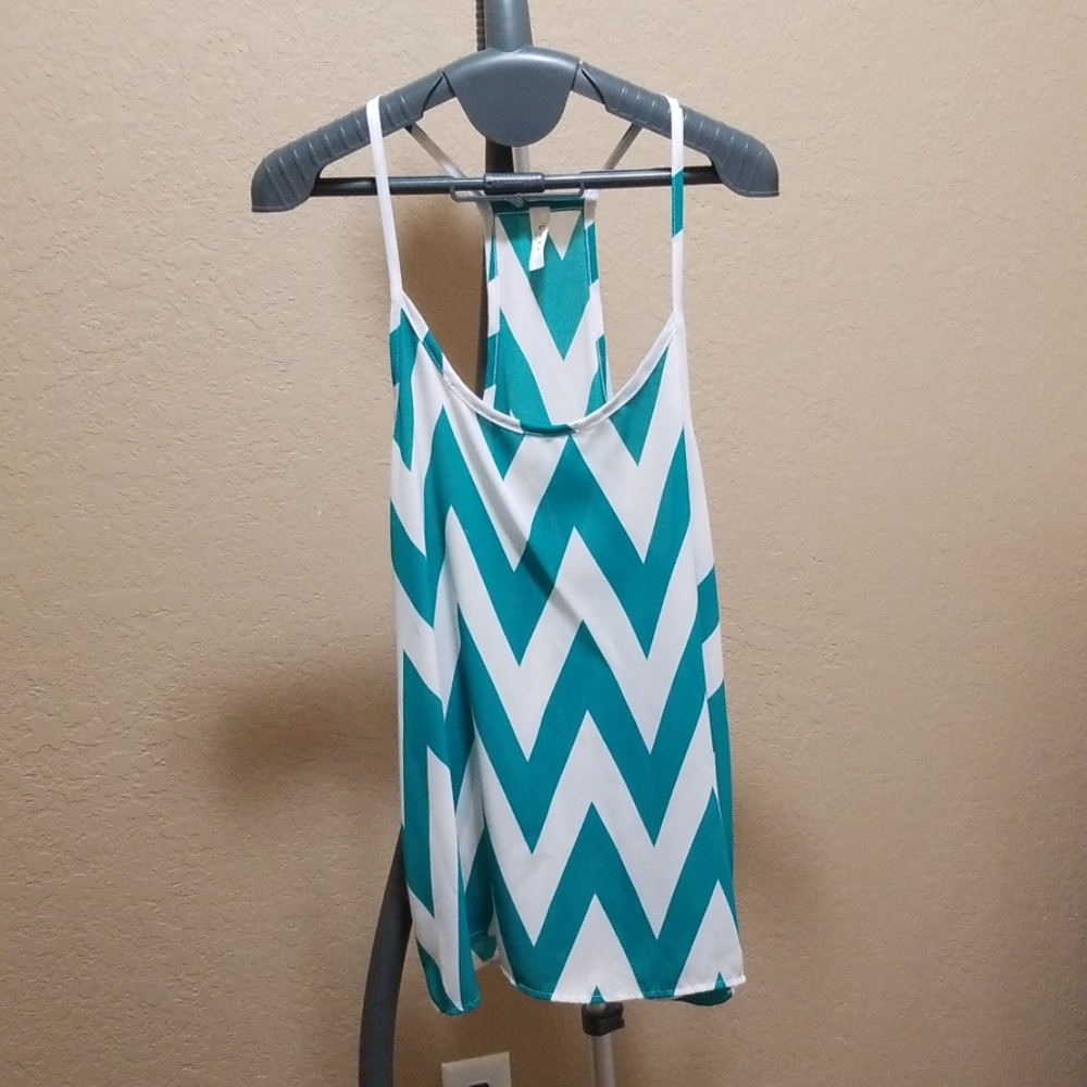 Teal and white tank top